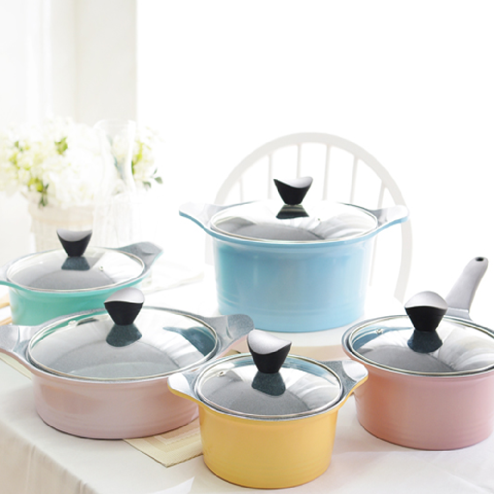 Caro ceramic-coating pot.saucepan round multi color.Die-cast Aluminum.