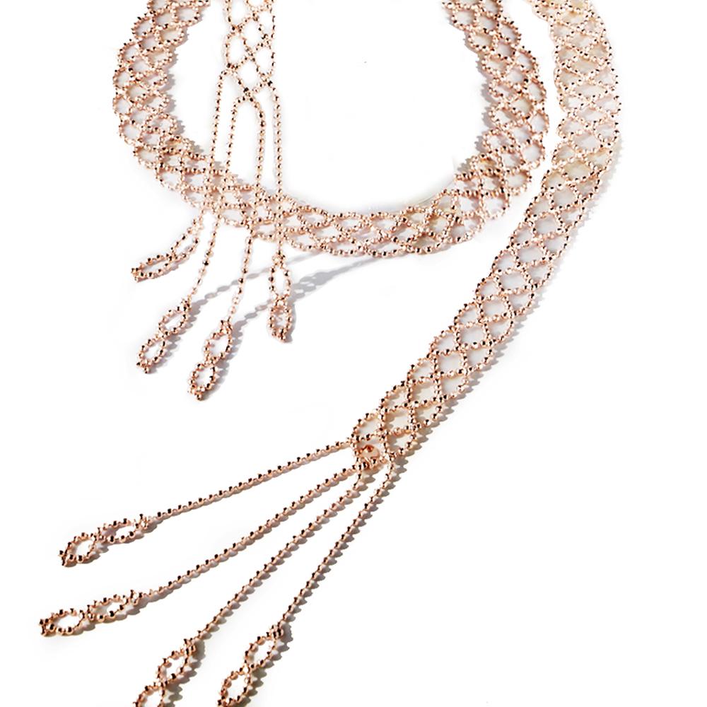 Silver embroidery crafted Scarf Necklaces : K330