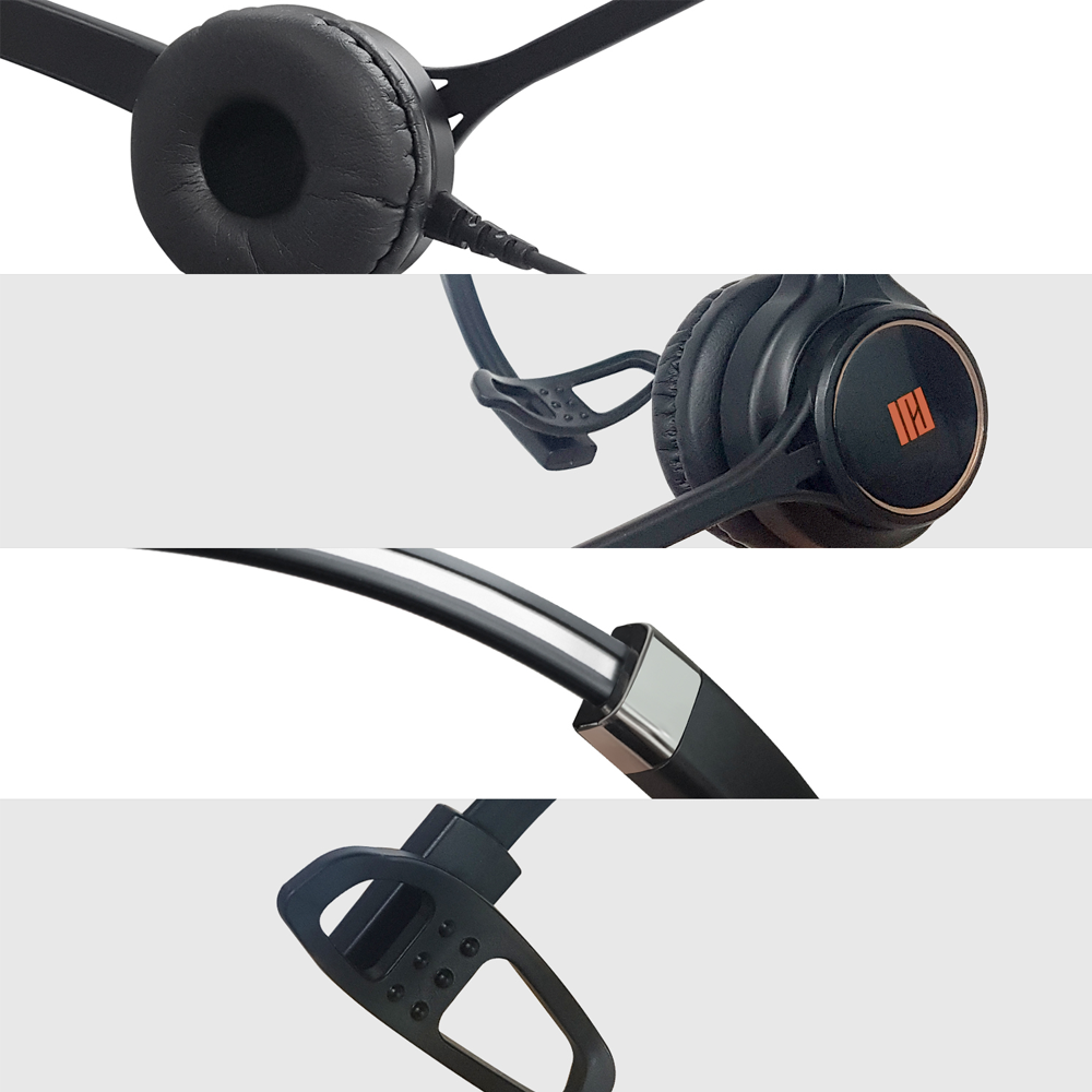 IPD IPH-250 Optimo X Single Ear Noise cancelling Call center/Office Headset with U10 bottom cable wo
