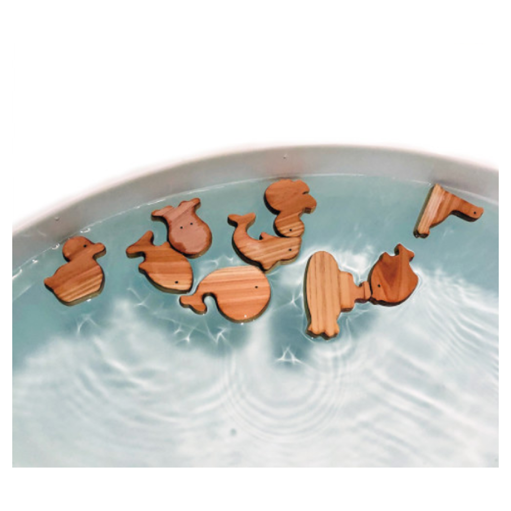 Korean Eco friendly Bath Toy Supplier, HINOKI WOODEN BATH TOYS – OCEAN ANIMAL SET