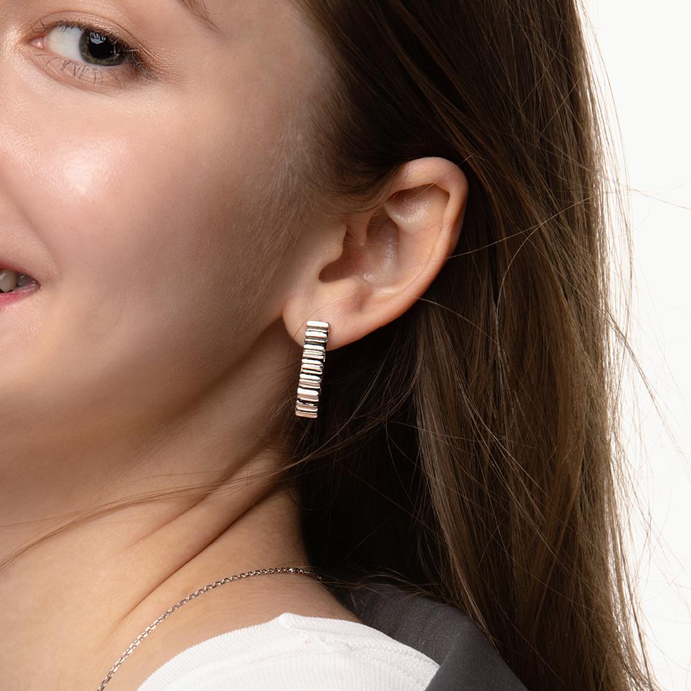 Solar Circle Black Earrings ( S925 )