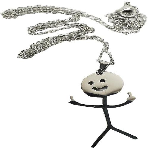 Shining People Funny Metal Neclace (1EA) - Titanium Steel, Cute Pendant, Frindship Jewelry, Minimal