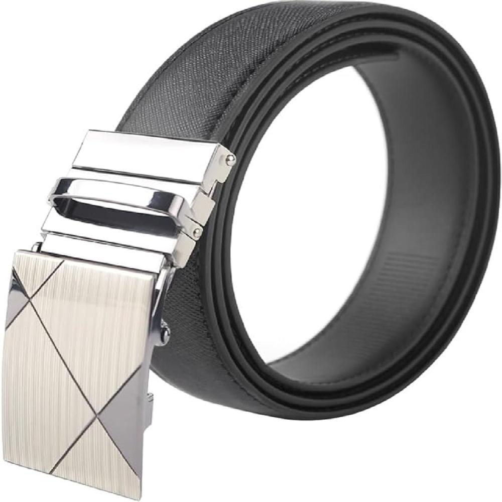 LineFit Men's Leather Belt_Casual Dress Classic Jean Adjustable Automatic Stretch Buckle S06 (Sizes