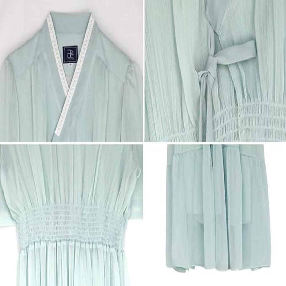 LEESLE Ylang Summer Chiffon Short Sleeves Women Hanbok Long Dress