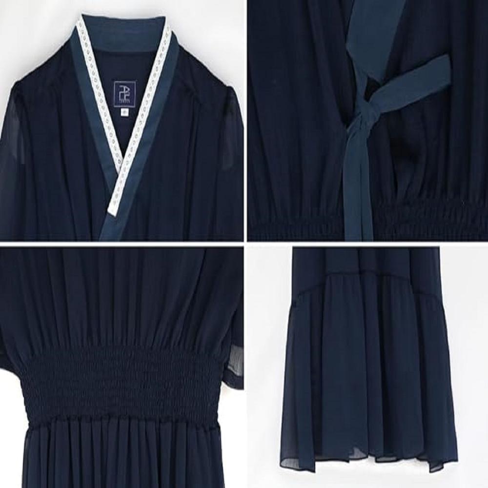 LEESLE Ylang Summer Chiffon Short Sleeves Women Hanbok Long Dress