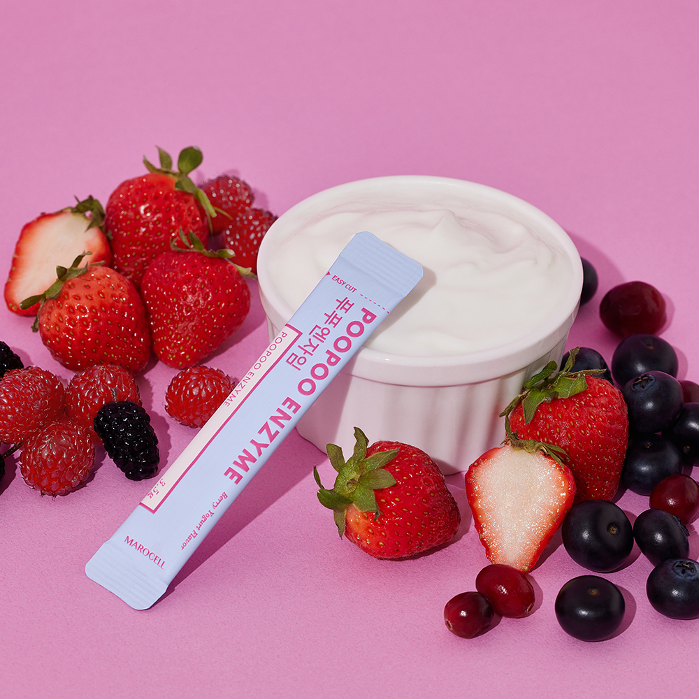 Marocell POOPOO ENZYME – Digestive Enzyme Supplement (Banana Flavor, Berry Yogurt Flavor)